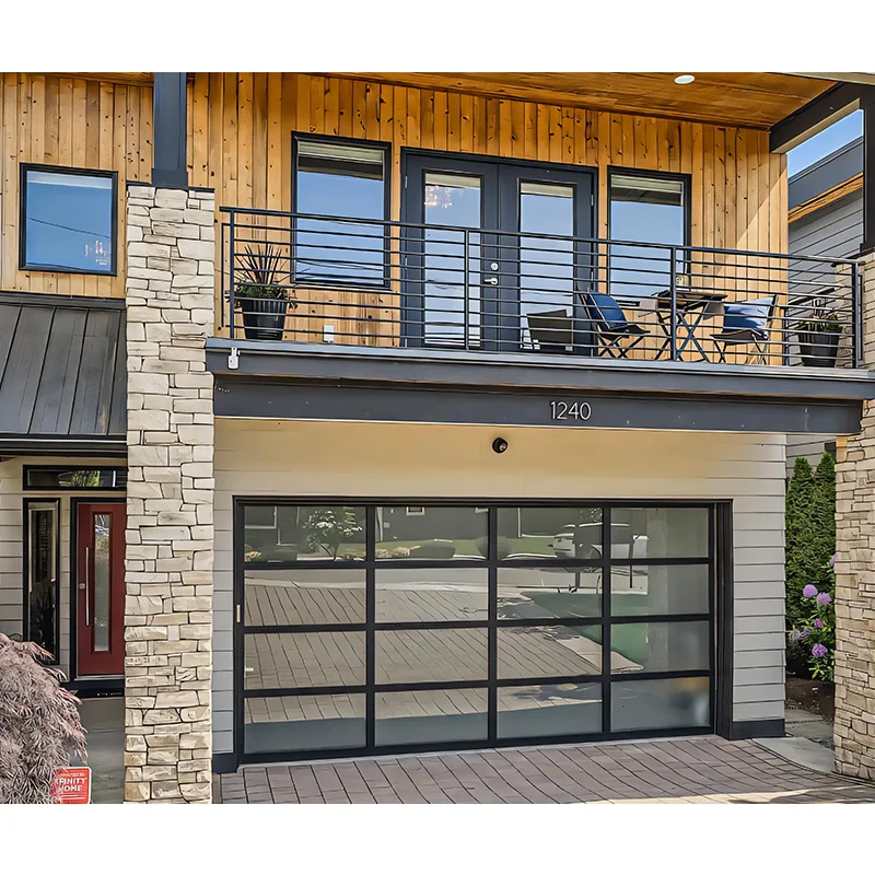 Hihaus custom modern automatic sectional double glass garage door aluminum