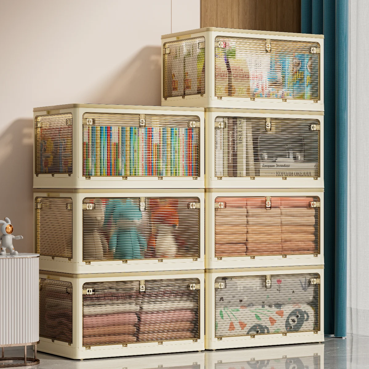 Folding Collapsible Storage Box Plastic Foldable Bins Stackable Container Basket Tool Trunk Organizer Clear Camping