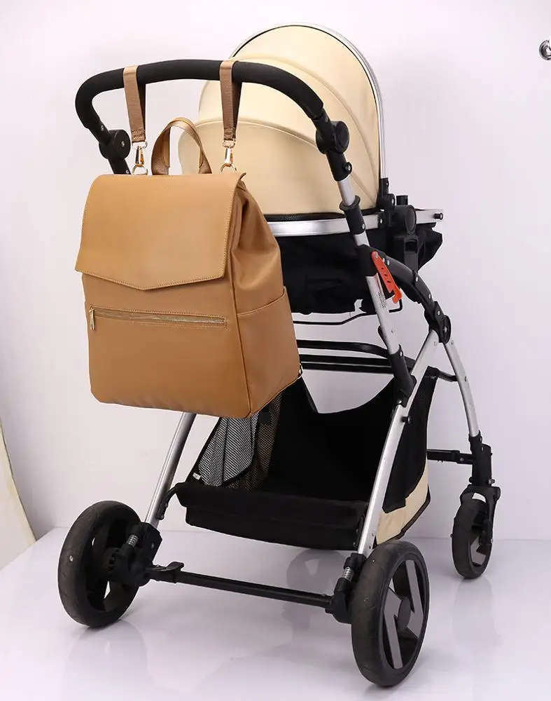 Faux Leather Diaper Bag Backpack,large capacity Diaper Backpack with Changing Pad multi-function baby changing bag for mom