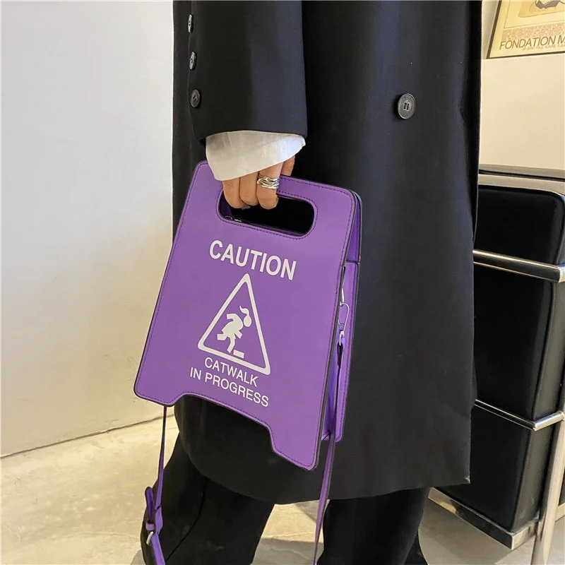 New Arrivals Funny Warning Signs Crossbody Hand Bags Handbags Novelty Fashion Designer Purses 2022