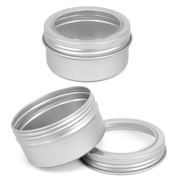 Контейнеры 80 г металлическая алюминиевая банка Олово жестяная круглая с прозрачным окном