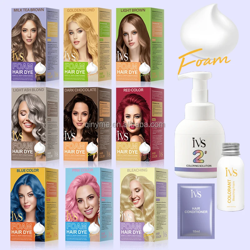 IVS OEM Semi Permanent Pink Hair Color Shampoo Foam Bubble Color Hair Dye