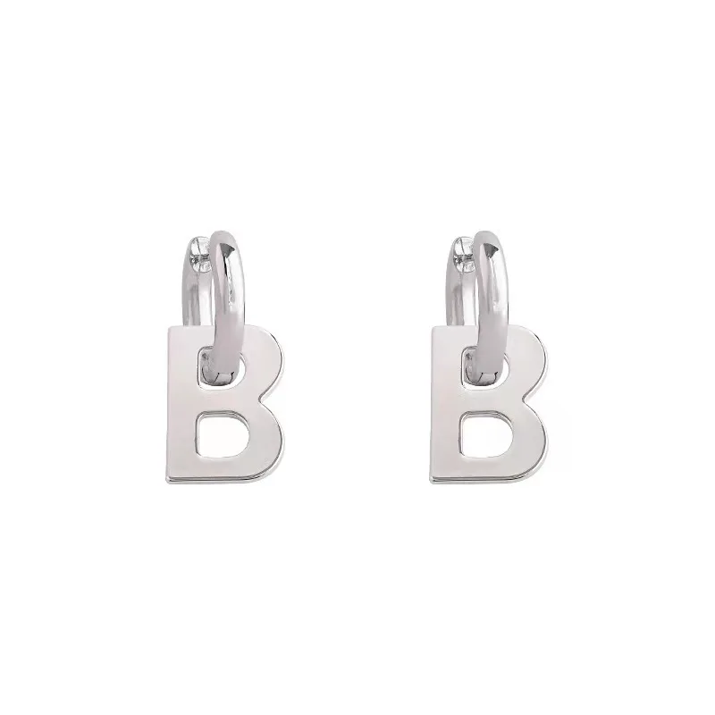 Fashion Luxury Jewelry Women 18K Gold Plate B Letter Earring Removable Stainless Steel Earring