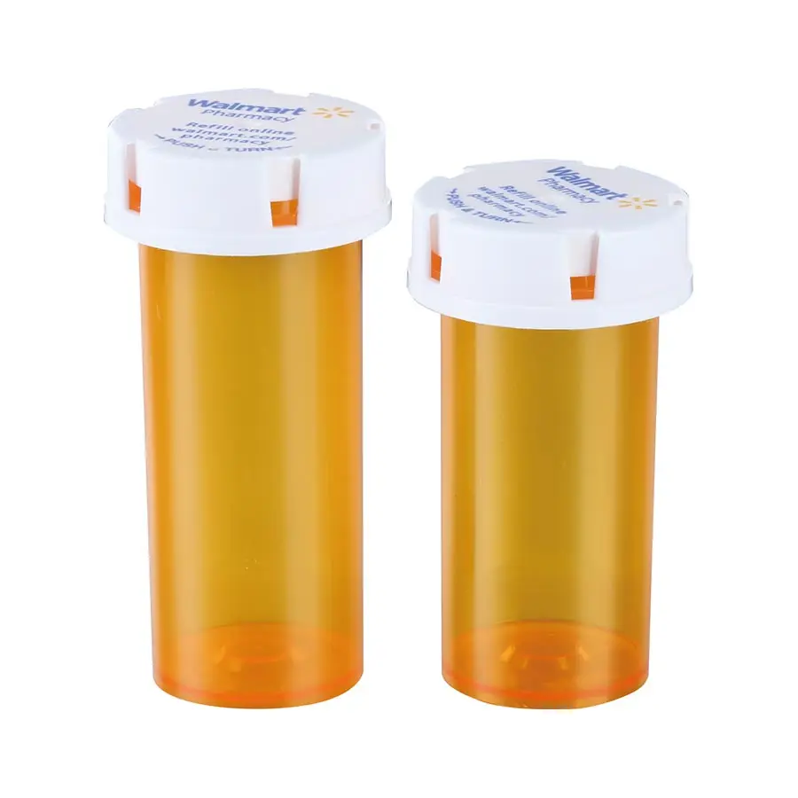 8DR 13DR 16DR 20DR 30DR 40DR 60DR Medical Amber  Empty Plastic Script Vials with Reversible Screw Cap