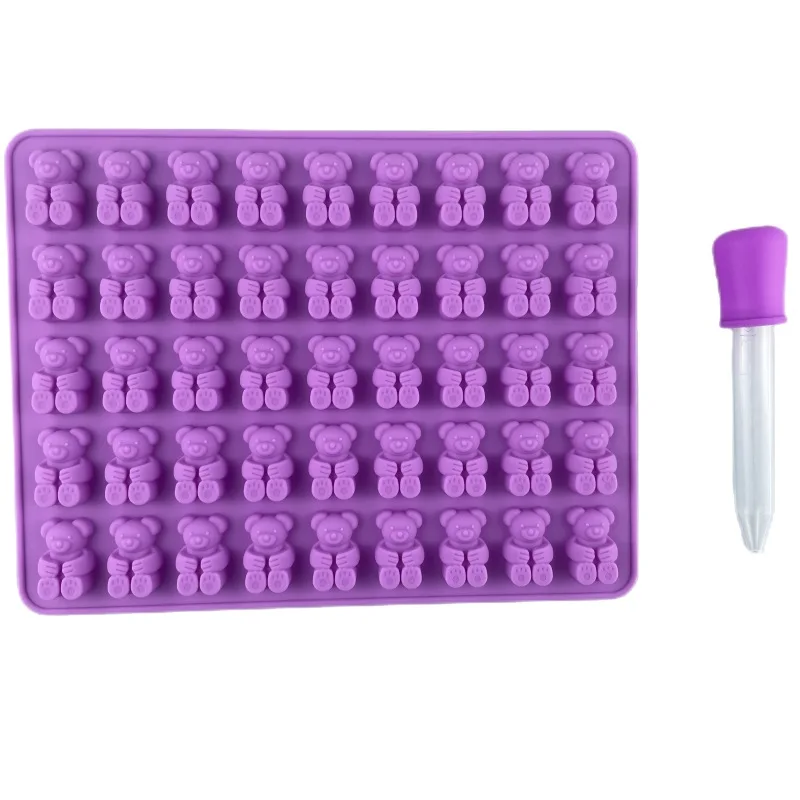 Custom logo Gummy Bear Mold Silicone, 45 Cavity/50 CLarge Customize Gummy Candy Molds 100% Bpa Free Jello Ice Tray