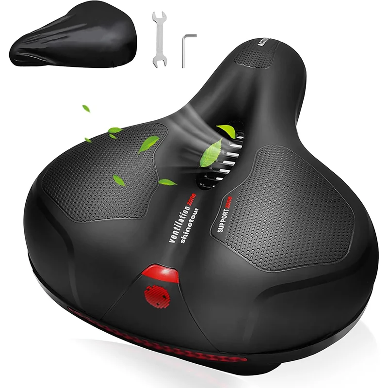 Mountain Bike Saddle Cushion PU Leather oversize Thickened comfortable Bicycle big Bum Spring Saddle hollow Seat Cushion Bike