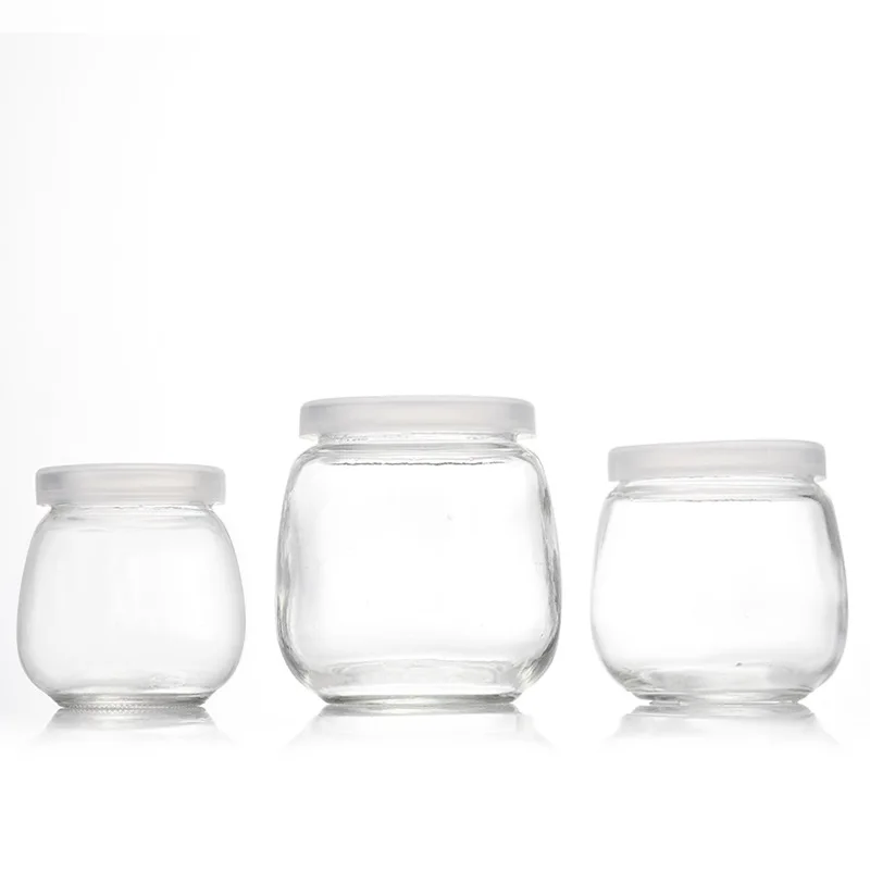 hot sale 100ml 200ml 300ml glass milk pudding bottle Glass milk bottle jelly glass bottle with plastic cap