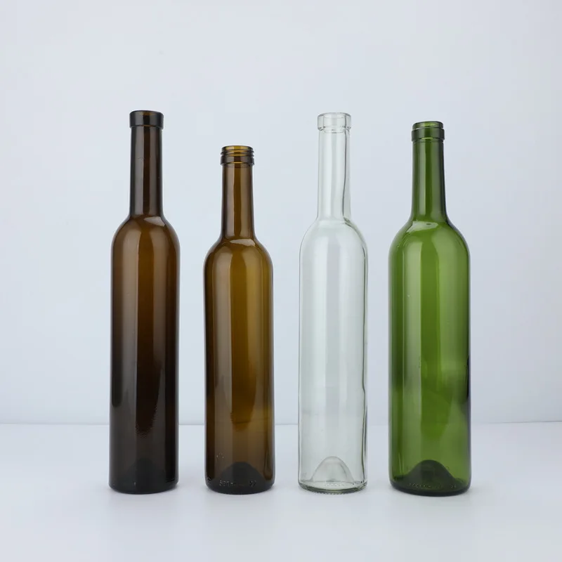 2023 Factory Wholesale 750ml Clear Empty Burgundy Shape Glass Wine Bottle Red Wine Bottle