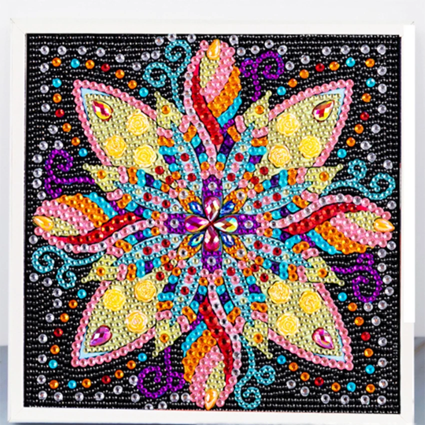 square new 20x20cm mandalas wooden framed diamond panting kit crystal dots art painting for table pendant