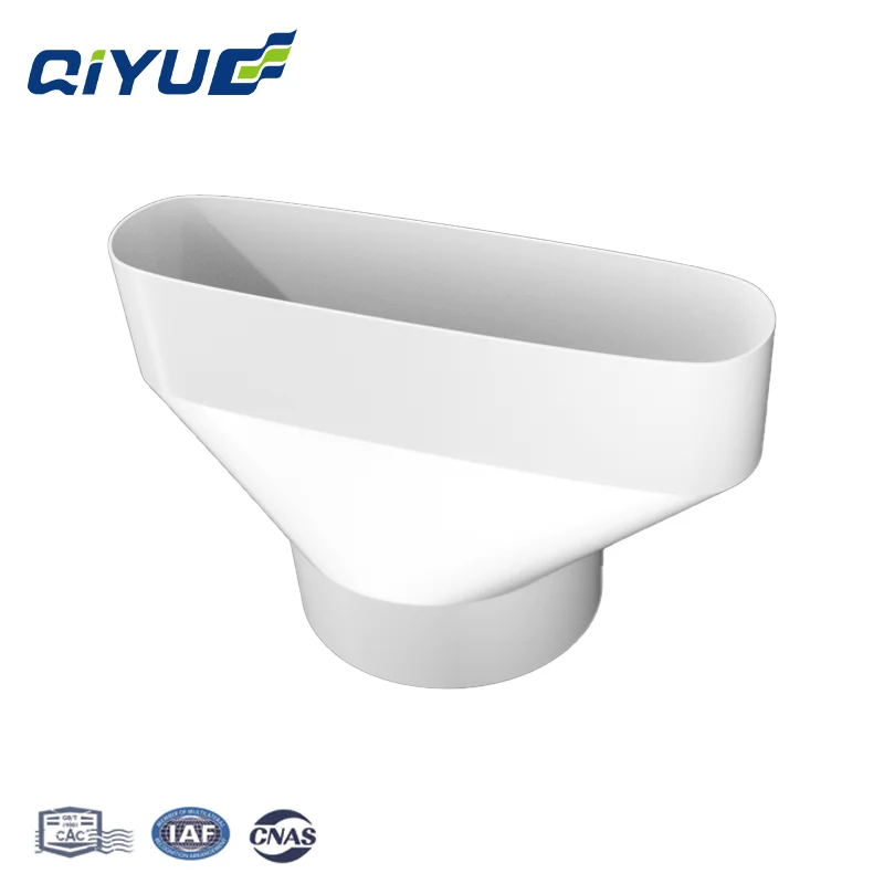 Qiyue High Quality  Manufacturing  White ABS 132mm*30mm-90mm Straight Through Square Rounding for Air Duct System