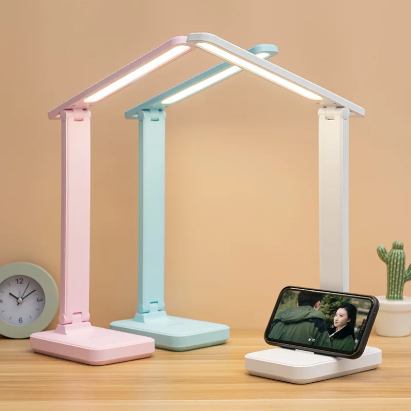 Simple wind foldable reading lamp three gear dimming built-in lithium battery USB rechargeable LED desk lamp