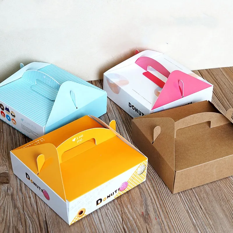 10 Portable Donut Boxes Pastry Cake Wrapping Boxes Baking Cookies Gift Bag Gift Box