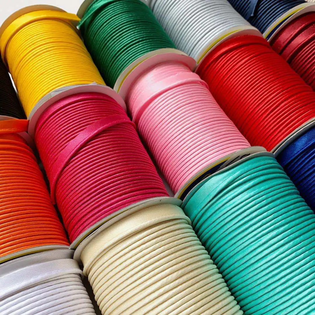 Polyester Satin Ribbon Bias Satin Piping Cord For Garment