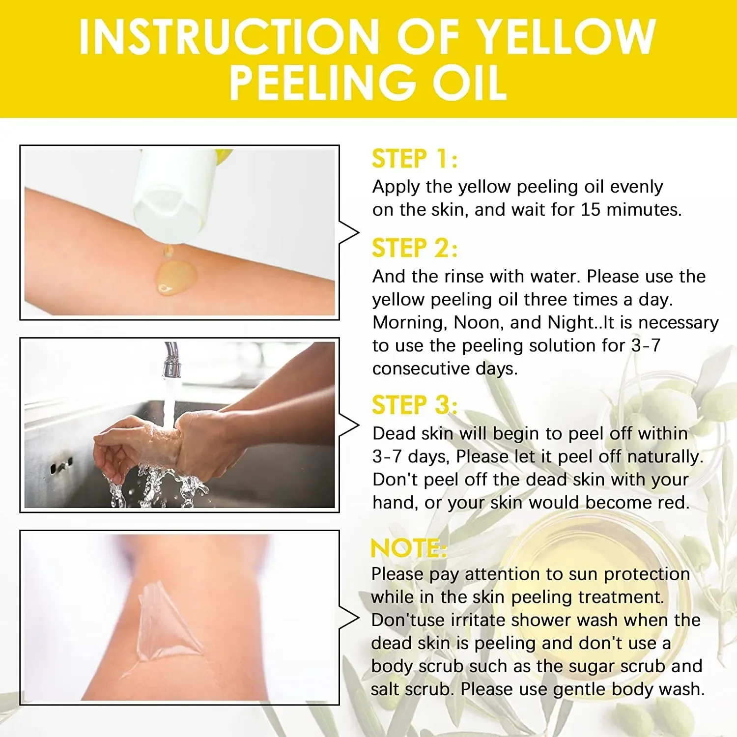 Yellow Peeling Oil Skin Whitening Stretch Marks Removers Scar Remover Dark Spot Remover Strong Green Yellow Peeling Oil