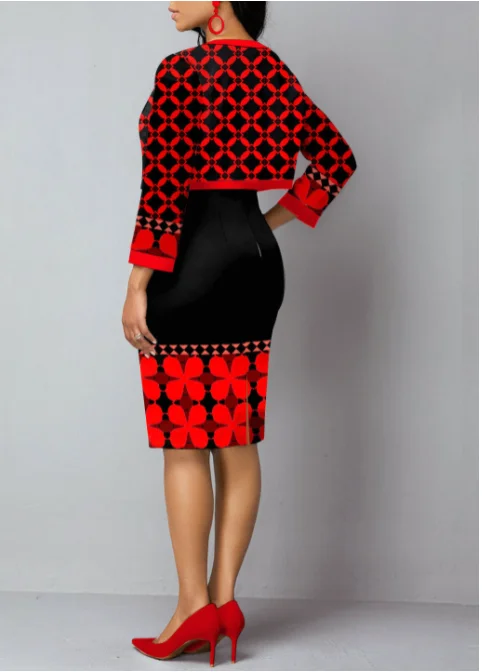 Fashion Queen Style Tribal Print Open Front Cardigan and Dress