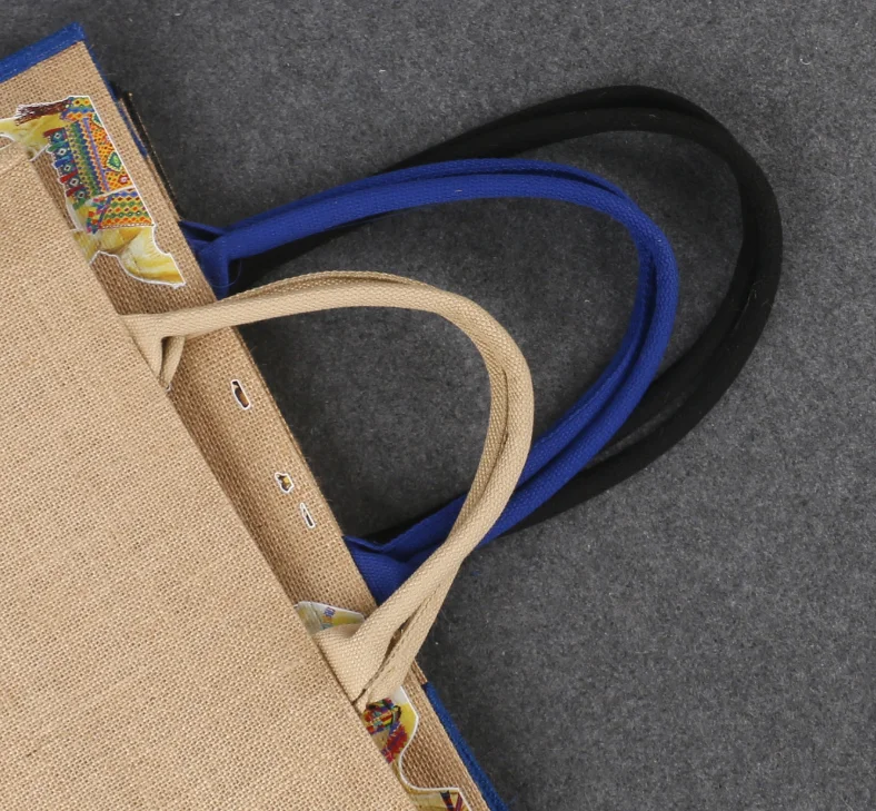Custom Full Print Joint Jute Tote Shopping Bag