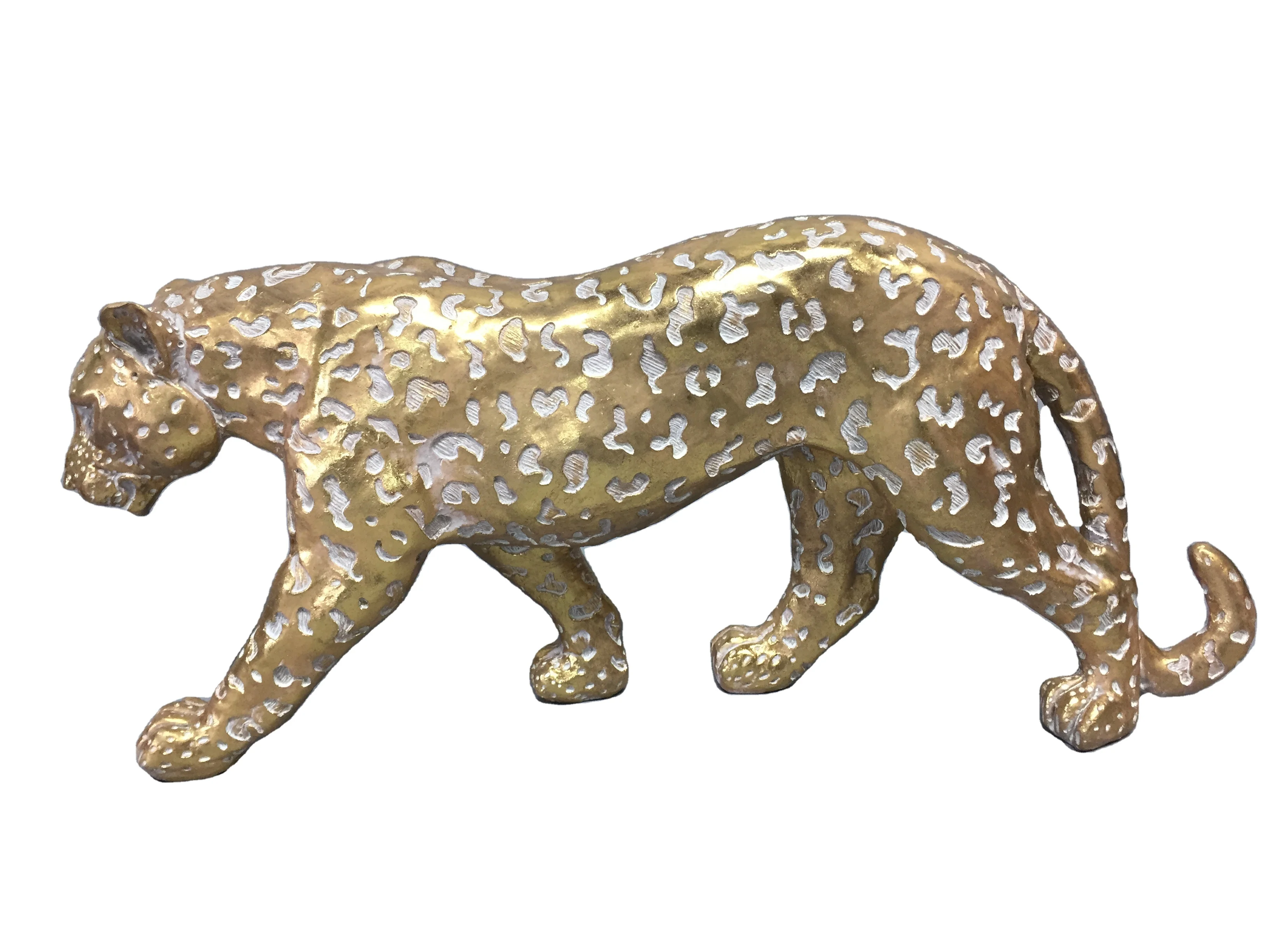 Античная Золотая полимерная леопардовая домашняя животная пантера Декоративная скульптура фигурка животного полимерная леопардовая статуя