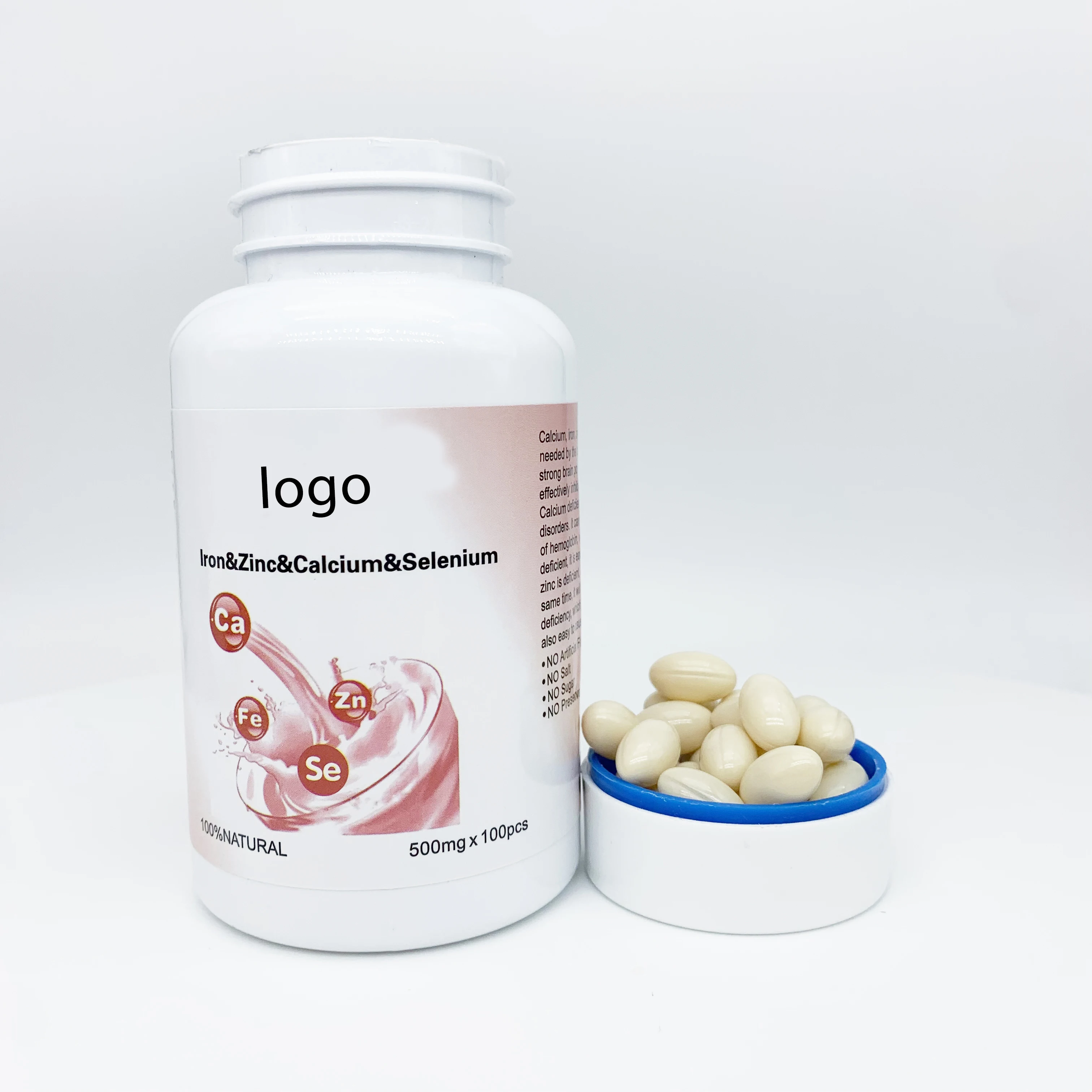 OEM Customized lron Zinc Calcium Selenium Tablet Whitening Skin Care Enhances Immunity Supplement Herbal Supplement zinc softgel