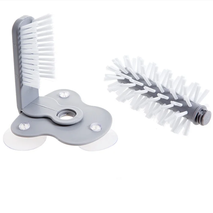 Hot Sell Kitchen Cup Plastic Brushes Utensils Plastic Scrubber With Suction Base Glass Bottles Multifunctional Washing