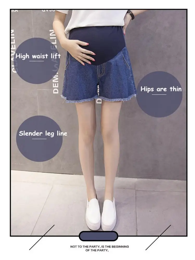 2019 summer maternity pants wearing wide-leg denim shorts