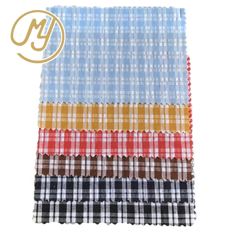 New Design Stock Wholesale shirt Yarn Dyed Woven check dress plaid cotton seersucker fabric
