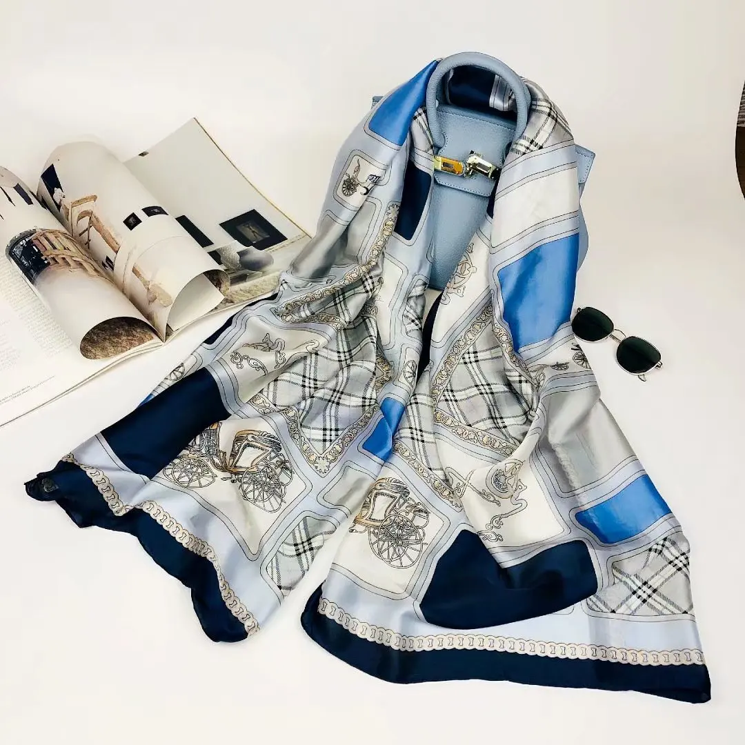 Женский модный Шелковый Атласный длинный шарф на заказ