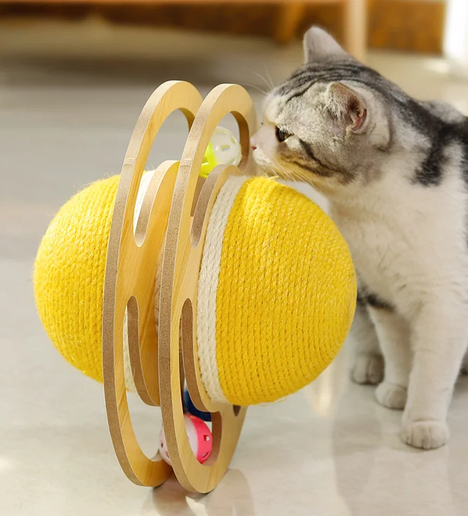 Cat Digging Fun Toy Sisal Wheel Track Amusement Disk Spherical Tumbler Wear resistant Cat Scratch Board Cat Toy