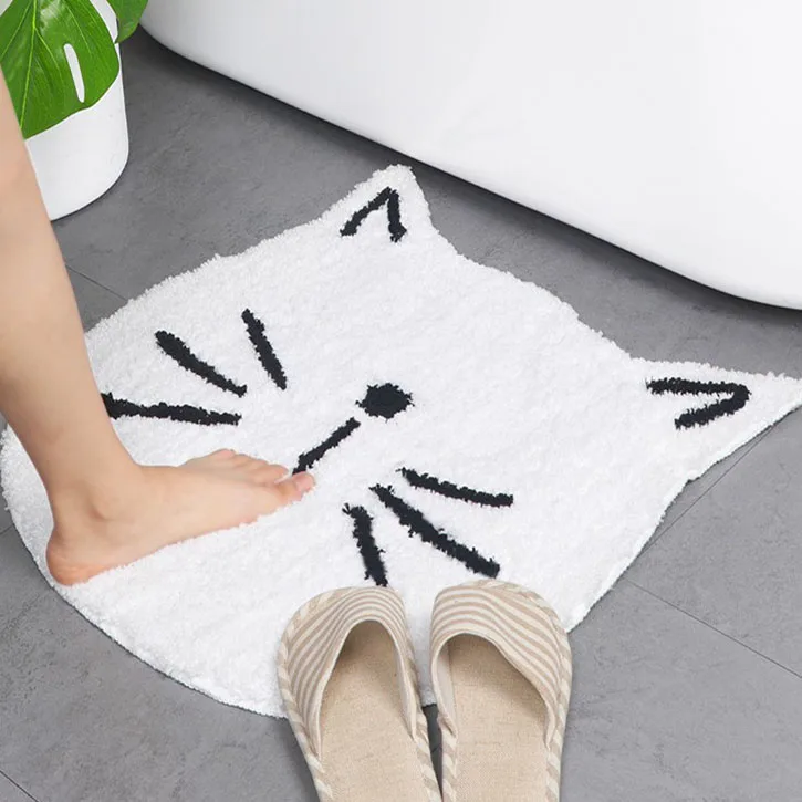 2023 new arrivals custom China Factory Waterproof Cartoon Cat Shape Bathroom Floor Mat Floor Cushion Mat  For Kids Bath Rug