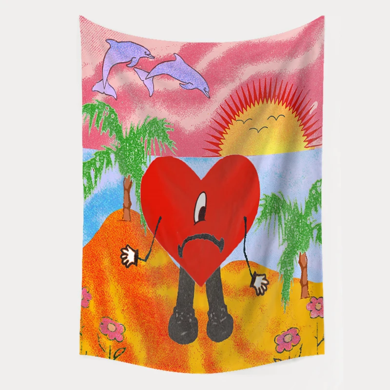 Wholesale Digital Printed Bad Bunny Tapestry Mandala Wall Hangings 3D Printing Bohemian Tapestry Home Decoration