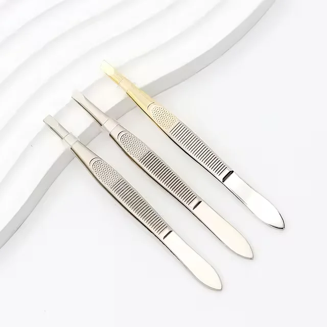 Custom Logo Stainless Steel Volume Isolation Sticker Nail Beauty Cuticle Tweezer For Manicure