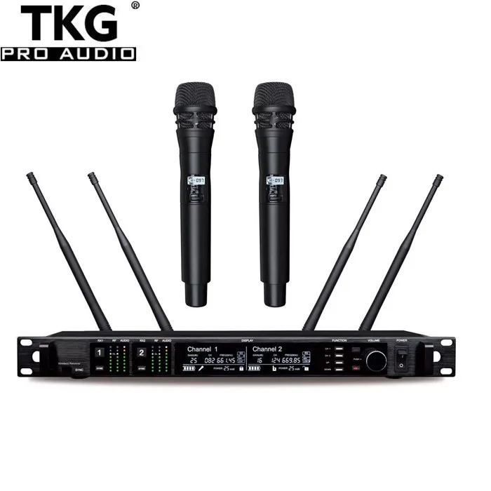 TKG AD4D KSM8  500/600/900mhz uhf wireless microphone manufacturers  Professional Dual Channel Receiver Stage Mircrofone
