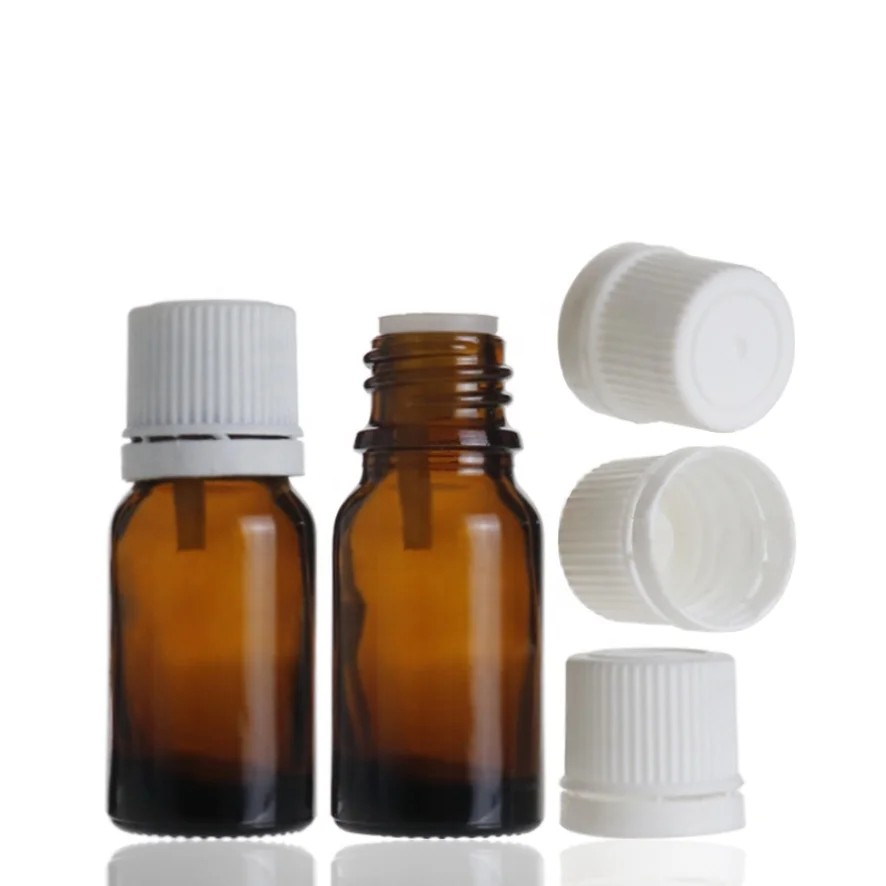 Wholesale amber round perfume essential oil 10ml glass bottle with plastic screw cap