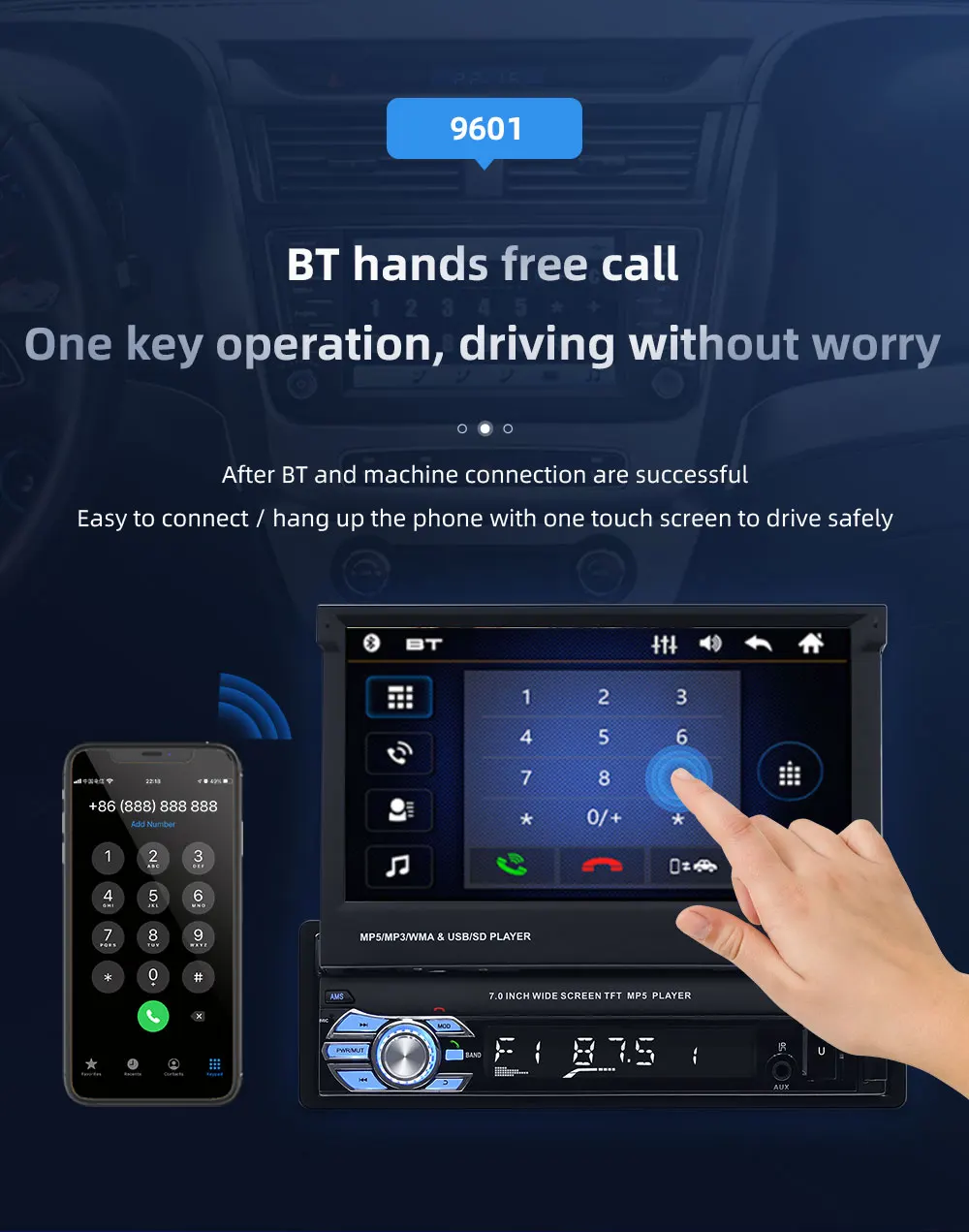 Factory Direct Sale 1 Din 7 Inch 12V Audio With BT Car mp5 player For Universal Car Stereo Support Rear View Camera