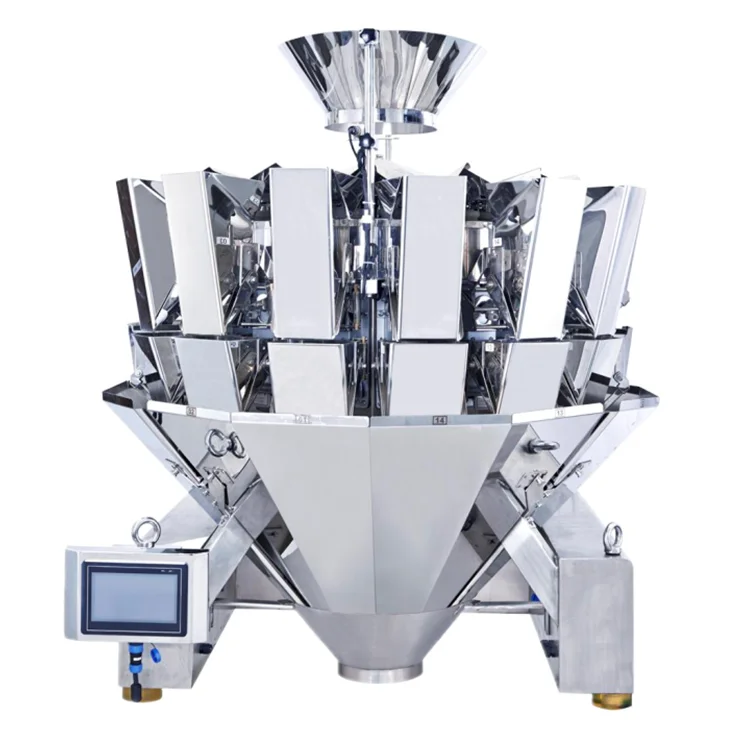 10 head 14 head multihead scale weigher  for weigh different kinds snack dry leaf herb with conveyor