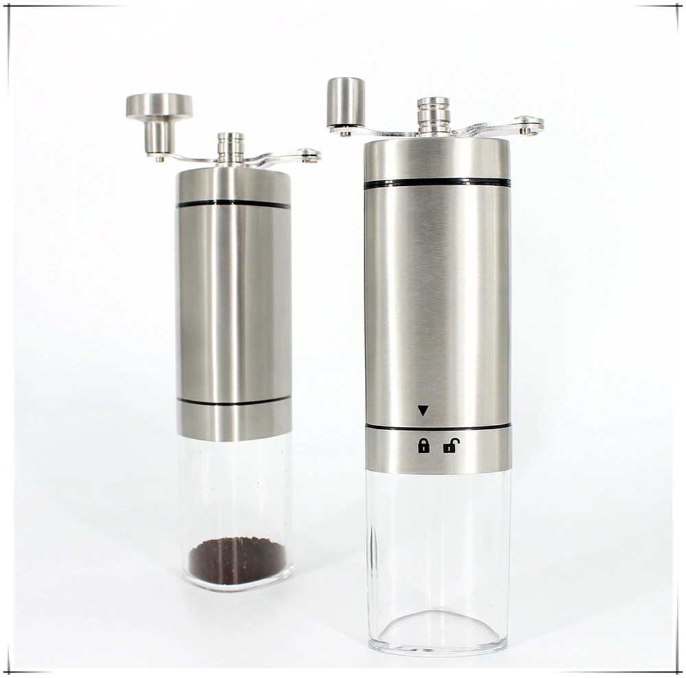 2019 Amazon hot selling hand operated cordless coffee grinder with foldable handle in triangular shape