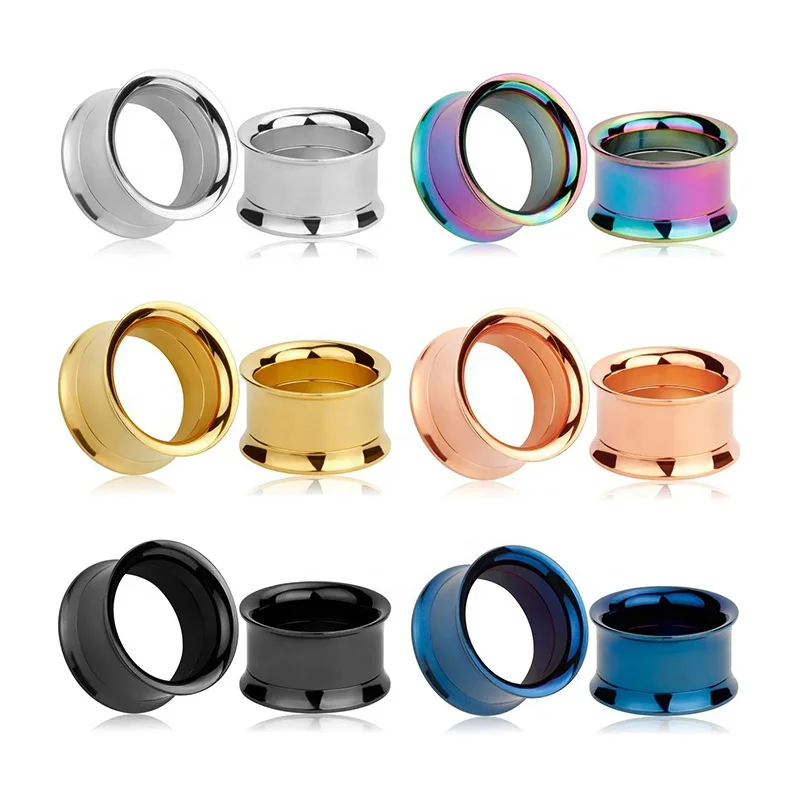 Ear Tunnel Gauges Externally Threaded Flared Ear Expander Piercing Jewelry Stainless Steel Earrings Punk GRS Unisex Roll 316