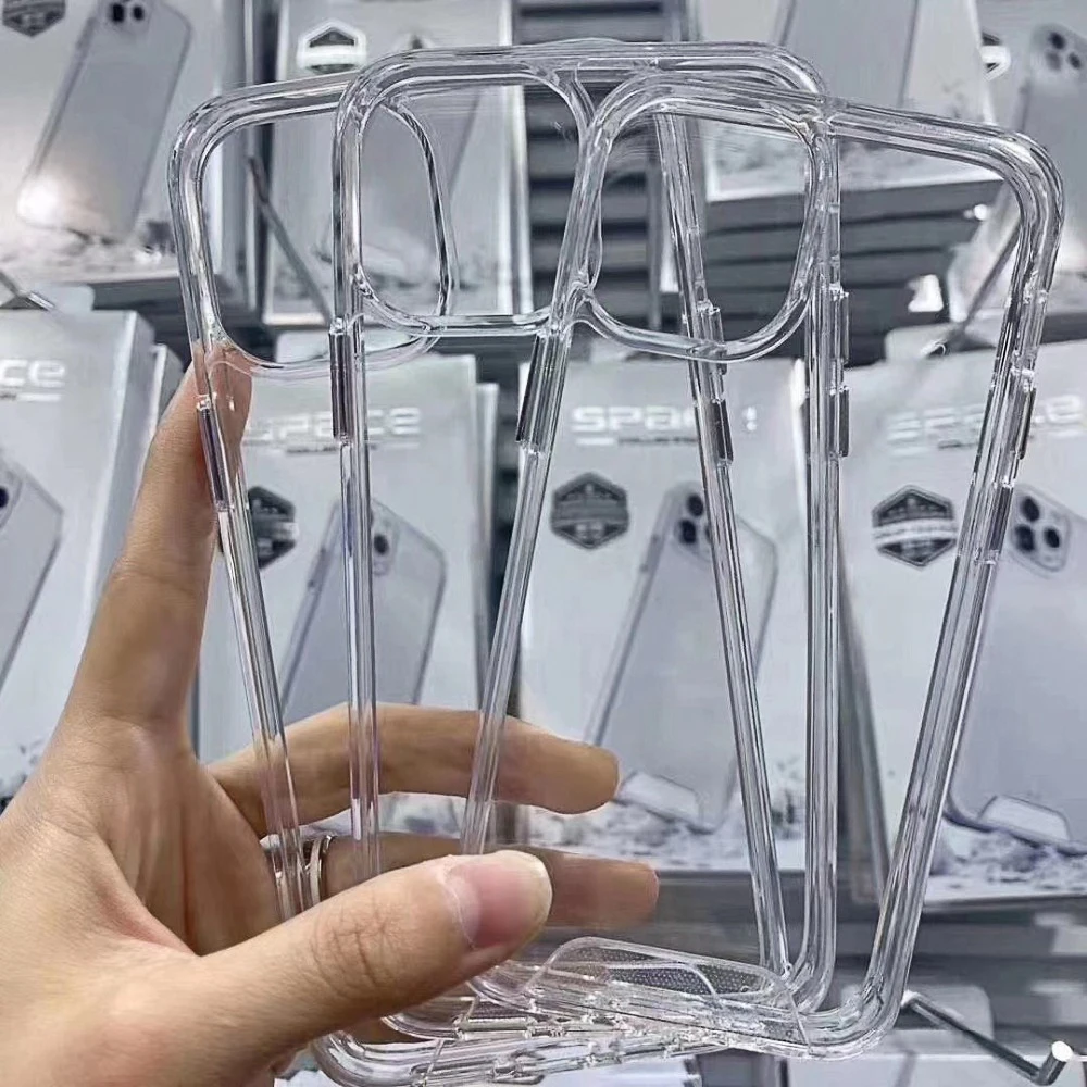 High quality Luxury space clear PC acrylic TPU  shockproof transparent phone case for iPhone 13