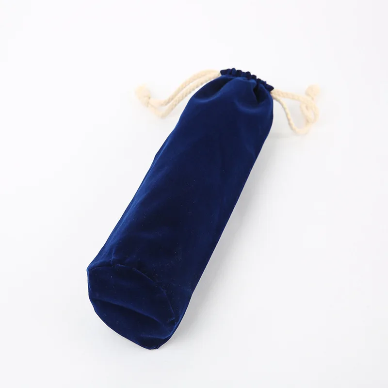 Custom Big Drawstring Gift Bag Wine Bottle Packaging Bags High Quality Black/red/gray Cylindrical Round Bottom Velvet Pouch