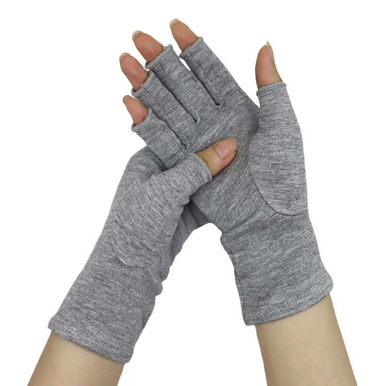 Custom Pain Relieve Therapy Compression Gloves Bamboo Fiber Anti Arthritis Half-Finger Hand Mittens