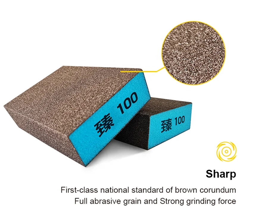 double-sided corundum abrasive hand anti-block sanding sponge block foam for drywall and wood Grinding polishing