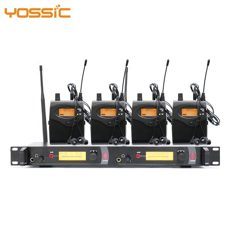 Yossic 4 Channel UHF Wireless Mic In Ear Monitor System Microphone For Karaoke And Stage Performance