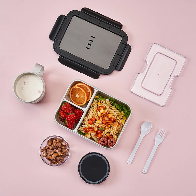 High Quality PP Food Packaging Grade Plastic Lunch Boxes Container Three Sub Box