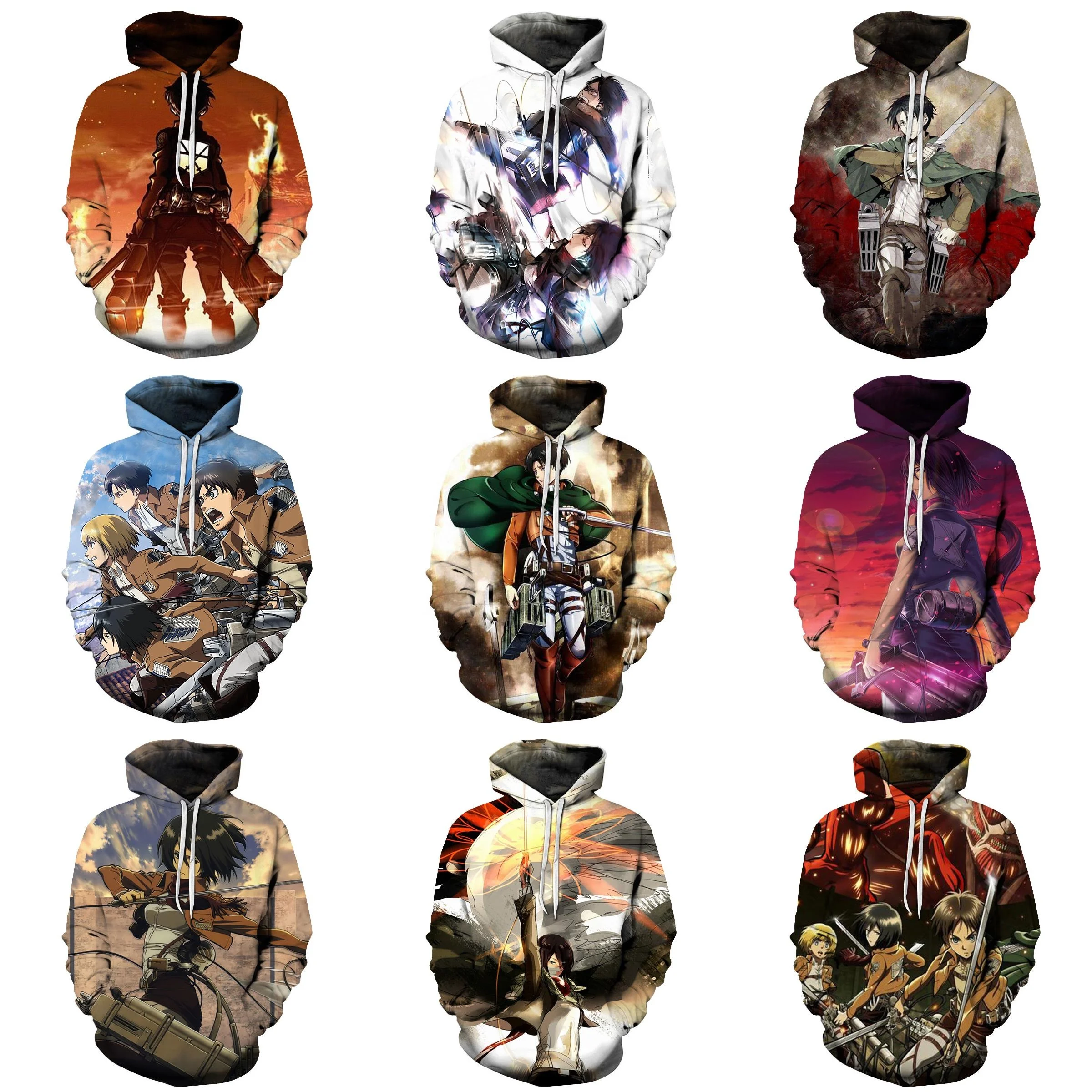 Custom 3D Printing Anime Hooded Jacket Sweatshirt Attack On Titan Hoodie