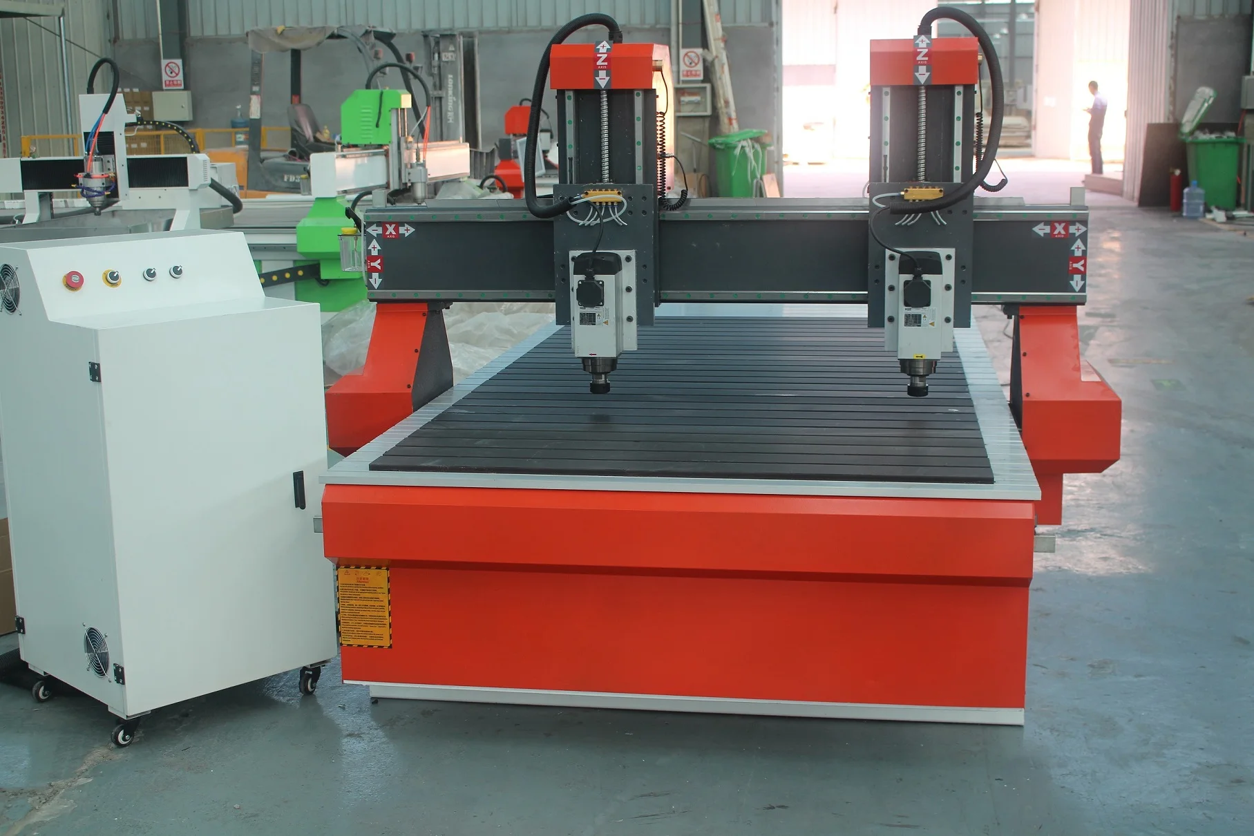 High quality Double spindle 1325 servo motor wood router cnc with Aluminum table  for wood mdf and Acrylic