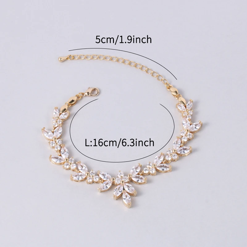 New Arrival Cubic Zirconia Crystal Bridal Bracelets for Women Wedding Jewelry in Rhodium Silver / Rose Gold / Yellow Gold Plated