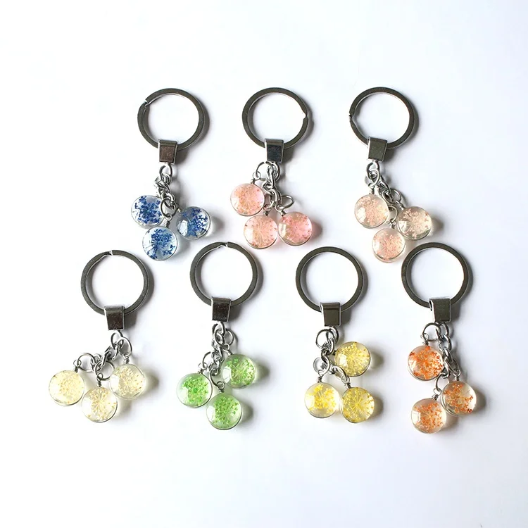 
Snow Bead Flower Multiple Colour 15mm Crystal Glass Dried Flower Keychain For Decoration 