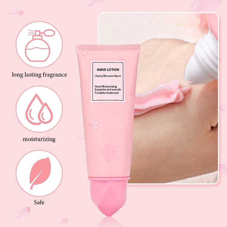 Organic private label anti dryness hand care whitening moisturizing nourishing cherry blossom hand cream lotion