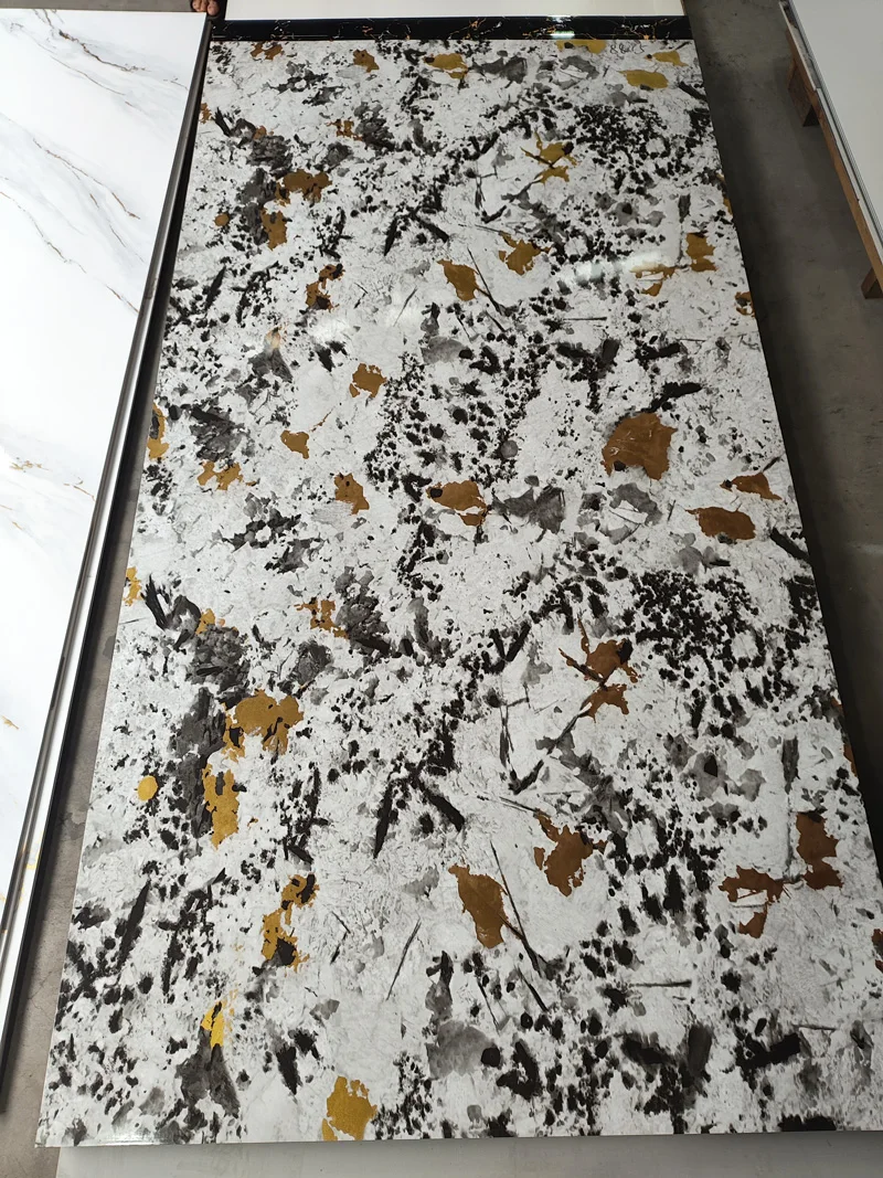 Continuous Marbling High Glossy Marble Surface Bamboo Charcoal Fiber Board Wall Panels Wood Veneer PVC Wall Panel Marble Sheet