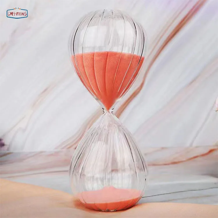 5min 15min 30min Vertical Stripe Glass Hourglass Sand Timer For Home Office Decoration