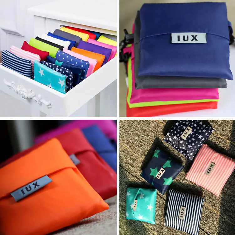 Printed Foldable Shopping Bag Folding Pouch Tote Handbag Oxford Cloth Portable Large Capacity Eco-Friendly Storage Bag